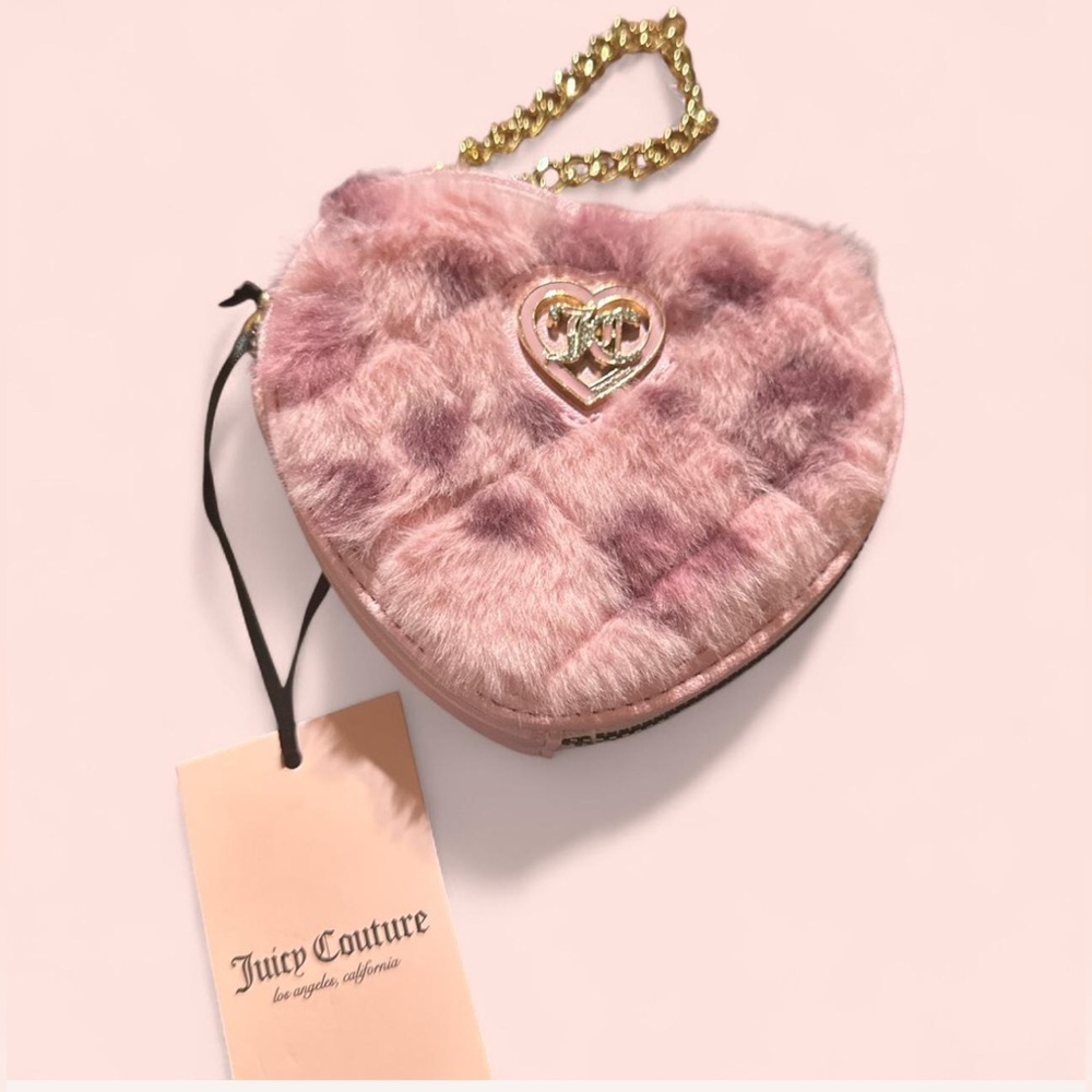 Juicy Couture Blush Heart Fur Wristlet
